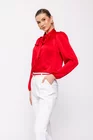 Bluză Caramel voal satinat cu fundă roșie B4502 thumbnail picture - 