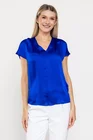 Bluză Caramel voal satinat cu pliuri albastră B4524 thumbnail picture - 