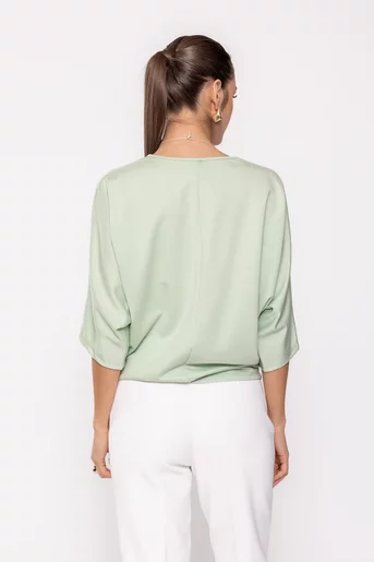 Bluză casual cu accesoriu verde mentă BLAM0206