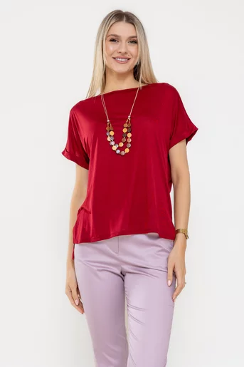 Bluză casual cu colier burgundy BLA0505