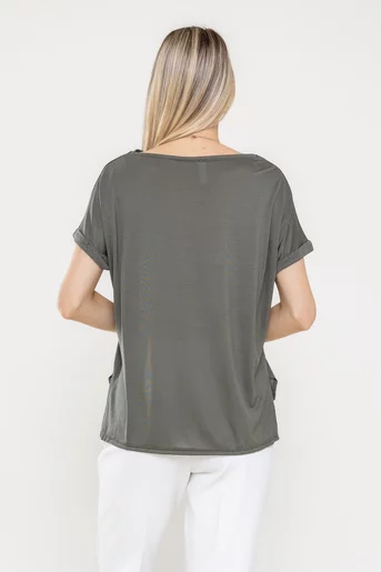 Bluză casual cu colier kaki BLA0505