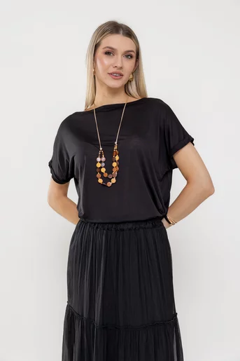 Bluză casual cu colier neagră BLA0505