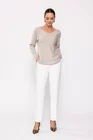 Bluză casual cu decolteu în v bej BLAM0212 thumbnail picture - 