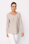 Bluză casual cu decolteu în v bej BLAM0212 thumbnail picture - 