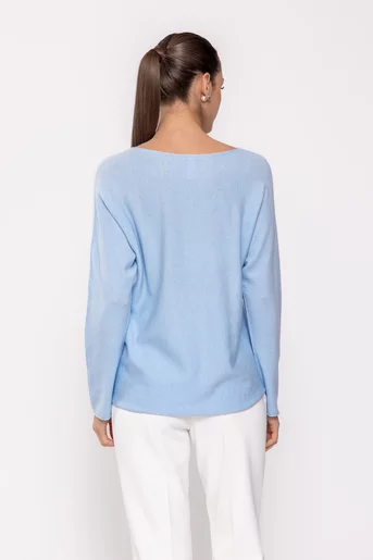 Bluză casual cu decolteu în v bleu BLAM0212