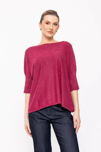 Bluză casual cu fir lame burgundy BJNJ0203