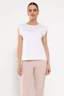 Bluză casual din bumbac cu paiete albă BROS0306 thumbnail picture - 