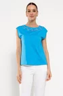 Bluză casual din bumbac cu paiete albastră BROS0306 thumbnail picture - 
