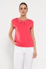 Bluză casual din bumbac cu paiete fucsia BROS0306 thumbnail picture - 