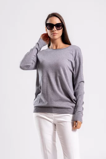 Bluză casual tricotată cu fir lucios gri BDP1004