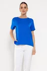 Bluză casual vâscoză satinată albastră BROS0308 thumbnail picture - 