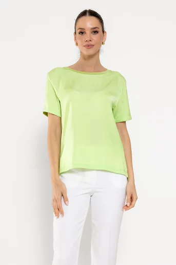 Bluză casual vâscoză satinată lime BROS0308