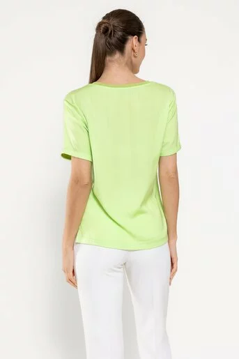 Bluză casual vâscoză satinată lime BROS0308