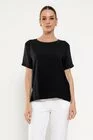 Bluză casual vâscoză satinată neagră BROS0308 thumbnail picture - 