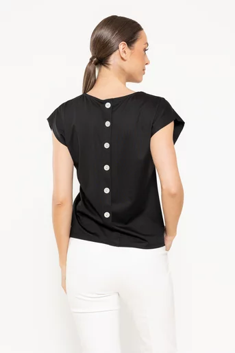 Bluză casula cu nasturi la spate neagra BKC0306