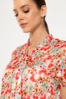 Bluză din voal caramel cu eșarfă și imprimeu floral multicolor B4516 thumbnail picture - 