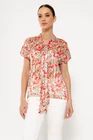 Bluză din voal caramel cu eșarfă și imprimeu floral multicolor B4516 thumbnail picture - 