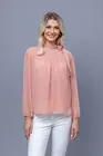 Bluza eleganta cu platca si funda decorativa roz pudra B4323 thumbnail picture - 