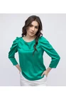 Bluza eleganta din satin cu pliuri la maneca verde  B4406 thumbnail picture - 