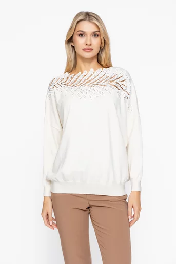 Bluză lejeră cu frunză decortaivă bej BLA1010