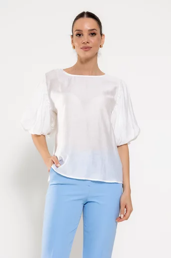Bluză lejeră cu mâneca bufantă ivory BBD0306