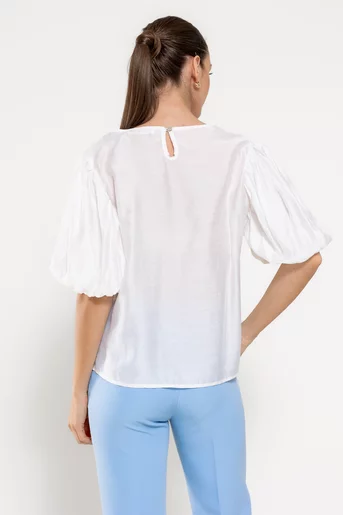 Bluză lejeră cu mâneca bufantă ivory BBD0306