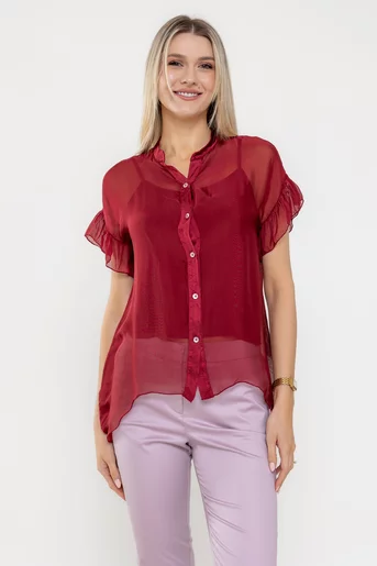 Bluză lejeră din vâscoză cu nasturi burgundy BLA0510