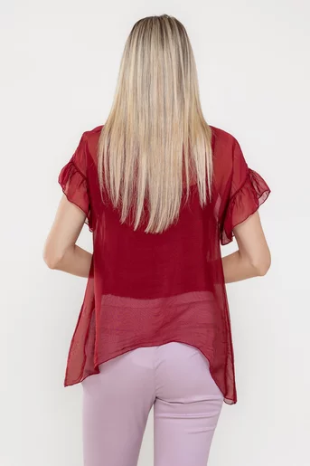 Bluză lejeră din vâscoză cu nasturi burgundy BLA0510