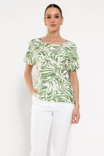 Bluză lejeră din vâscoză verde BBD0305