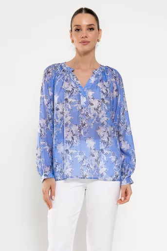 Bluză lejeră imprimeu floral albastră BLA0301