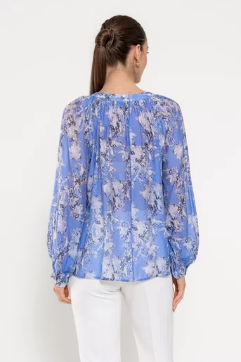 Bluză lejeră imprimeu floral albastră BLA0301