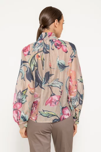 Bluză lejeră imprimeu floral  bej BBR0303
