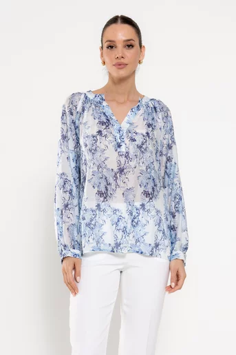 Bluză lejeră imprimeu floral bleu BLA0301