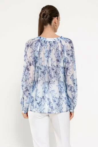 Bluză lejeră imprimeu floral bleu BLA0301