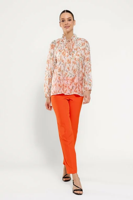 Bluză lejeră imprimeu floral crem BLA0301 picture - 4