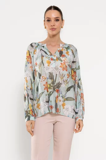 Bluză lejeră imprimeu floral fistic BLA0301