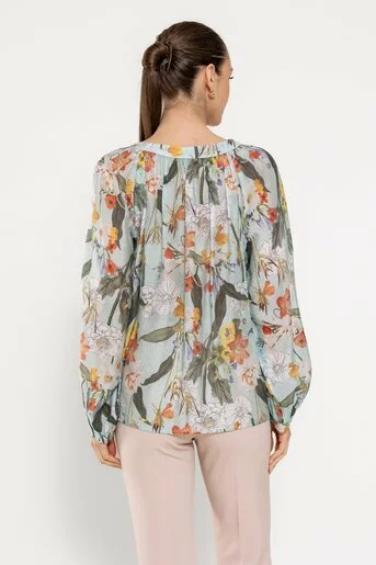 Bluză lejeră imprimeu floral fistic BLA0301