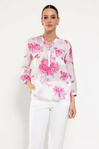 Bluză lejeră imprimeu floral fucsia BLA0301