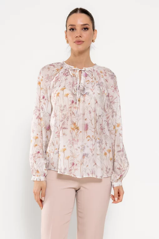 Bluză lejeră imprimeu floral ivory BLA0301 picture - 1