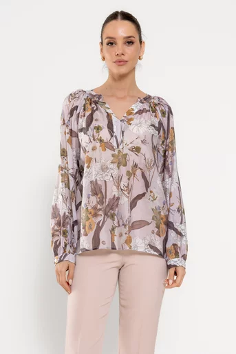 Bluză lejeră imprimeu floral lila BLA0301