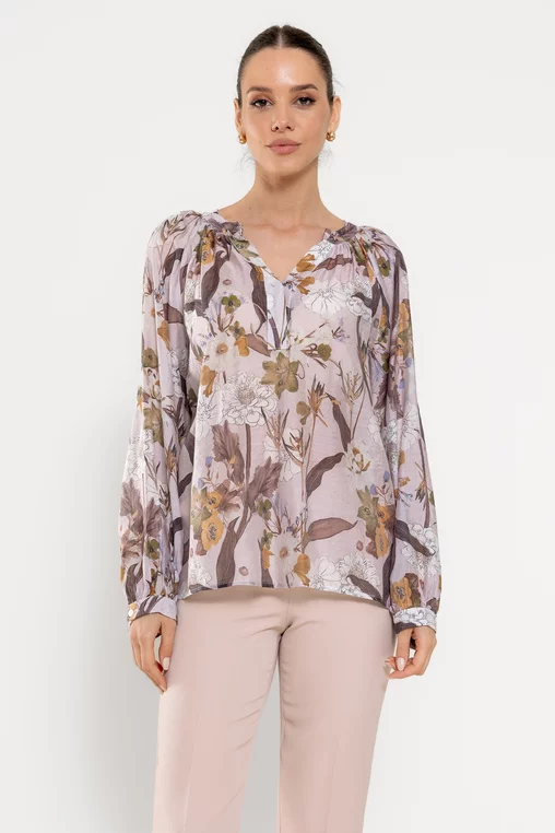 Bluză lejeră imprimeu floral lila BLA0301 picture - 1