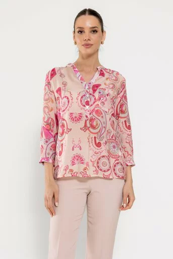 Bluză lejeră imprimeu floral roz BLA0301