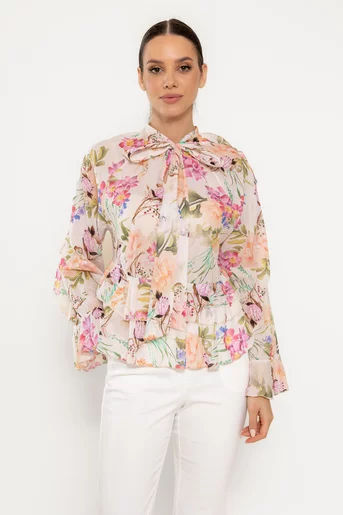 Bluză lereră cu volane imprimeu floral multicolor BBR0301