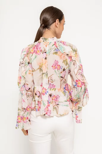 Bluză lereră cu volane imprimeu floral multicolor BBR0301
