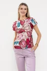 Bluză satin imprimeu frunze burgundy BLA0515 thumbnail picture - 