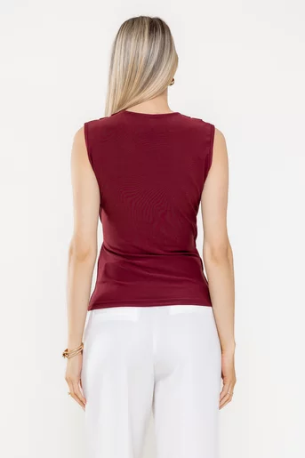 Bluză suprapusă cu accesoriu burgundy BLA0501