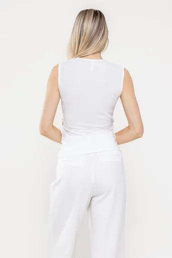 Bluză suprapusă cu accesoriu ivory BLA0501