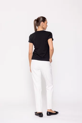 Bluză tricot cu floare aplicată bej B4505