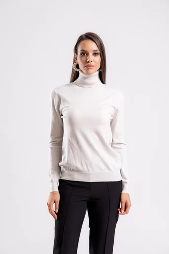 Bluză tricotată cu fir lucios bej BDP1003