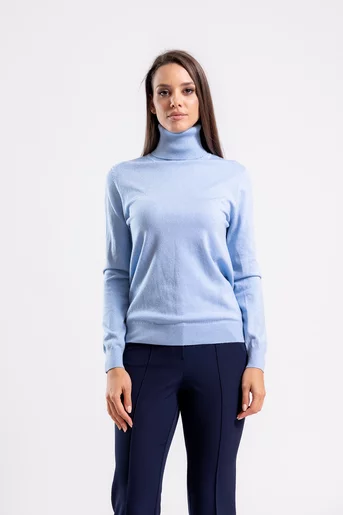 Bluză tricotată cu fir lucios bleu BDP1003